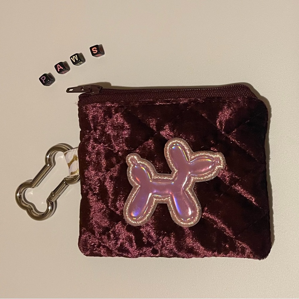 Pink Pooch 🐶Quilted Velvet Pouch 🐾
